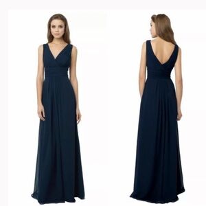 BILL LEVKOFF 786 NAVY WOMENS A LINE V NECK GOWN BRIDESMAID SIZE 8 NEW WITH TAG